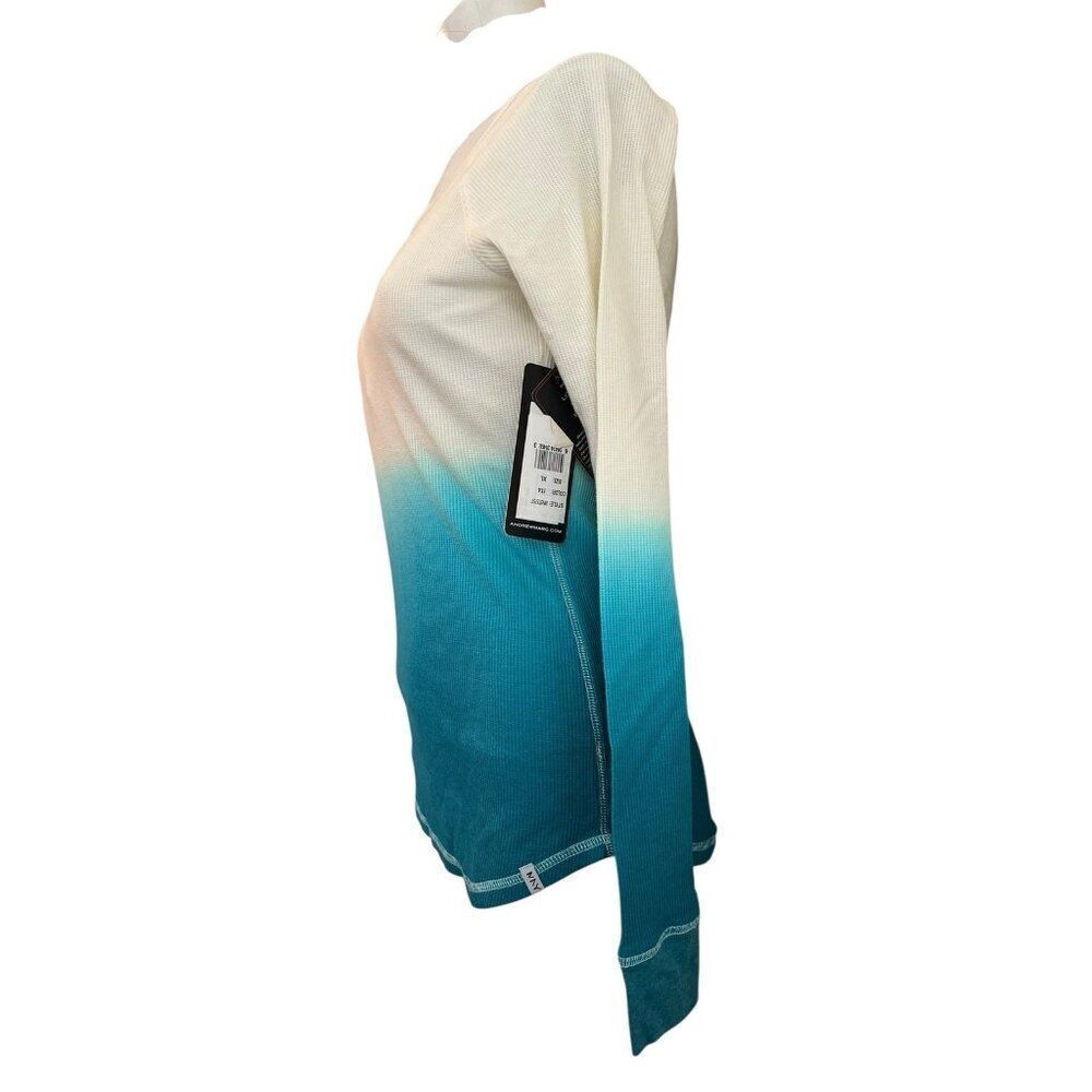 Marc NY Performance Ladies Small Waffle Weave Teal Ombre Long Sleeve Top NWT $48 - Picture 2 of 7